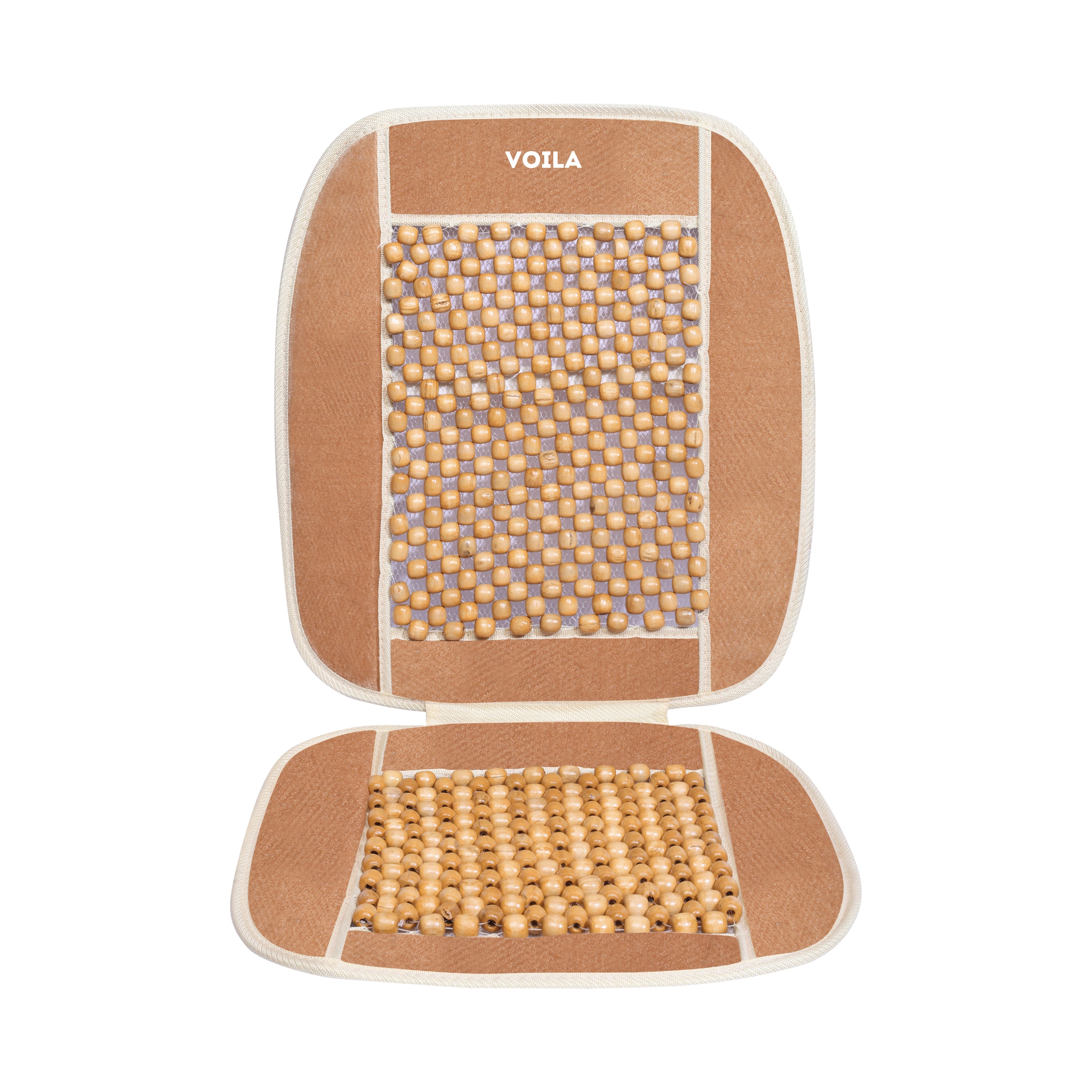 VOILA Wooden Beads Velvet Seat Cover for Car Beige