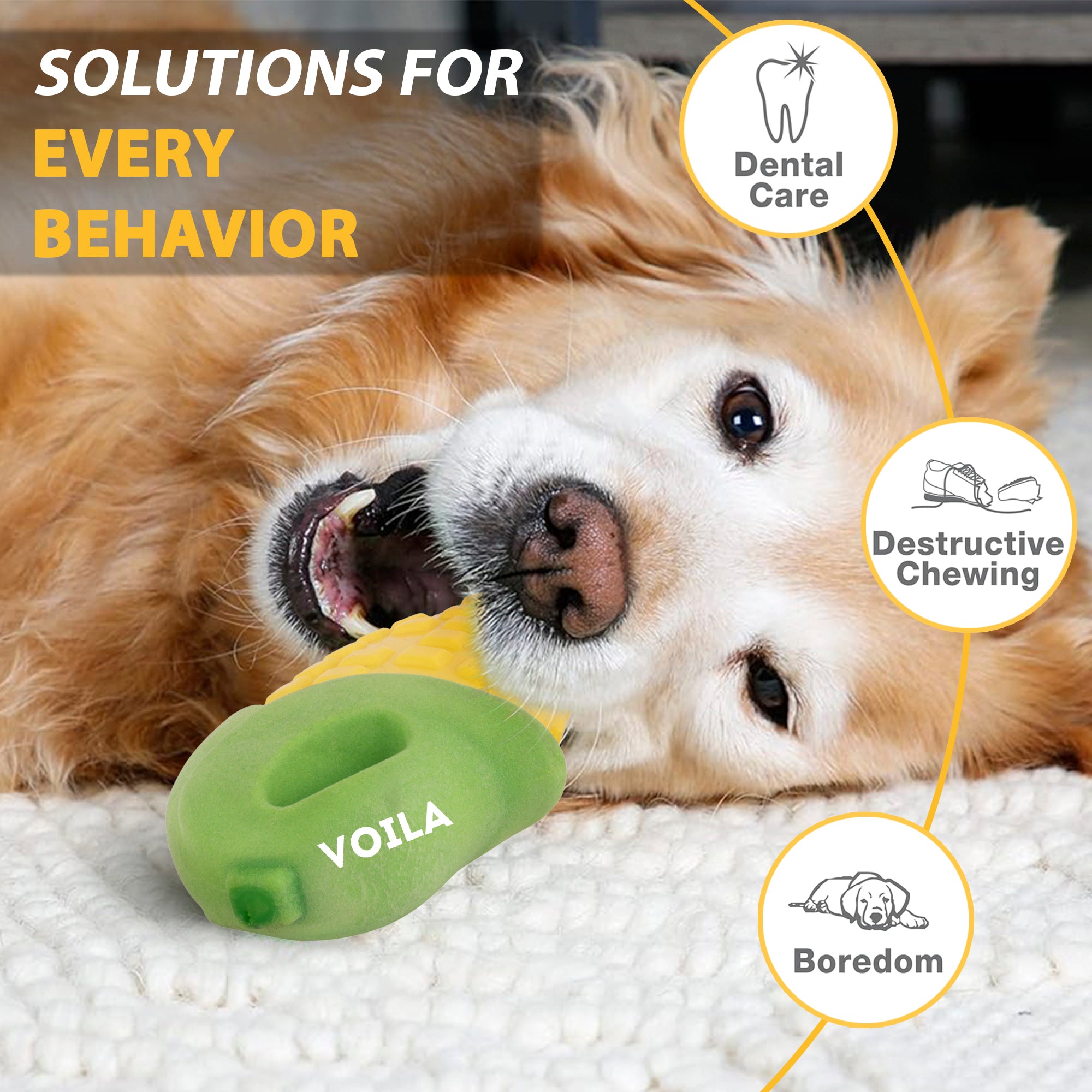ZUFFIE Corn-Shaped Chewing Toy for Puppies, Small & Medium Dogs – Yellow & Green