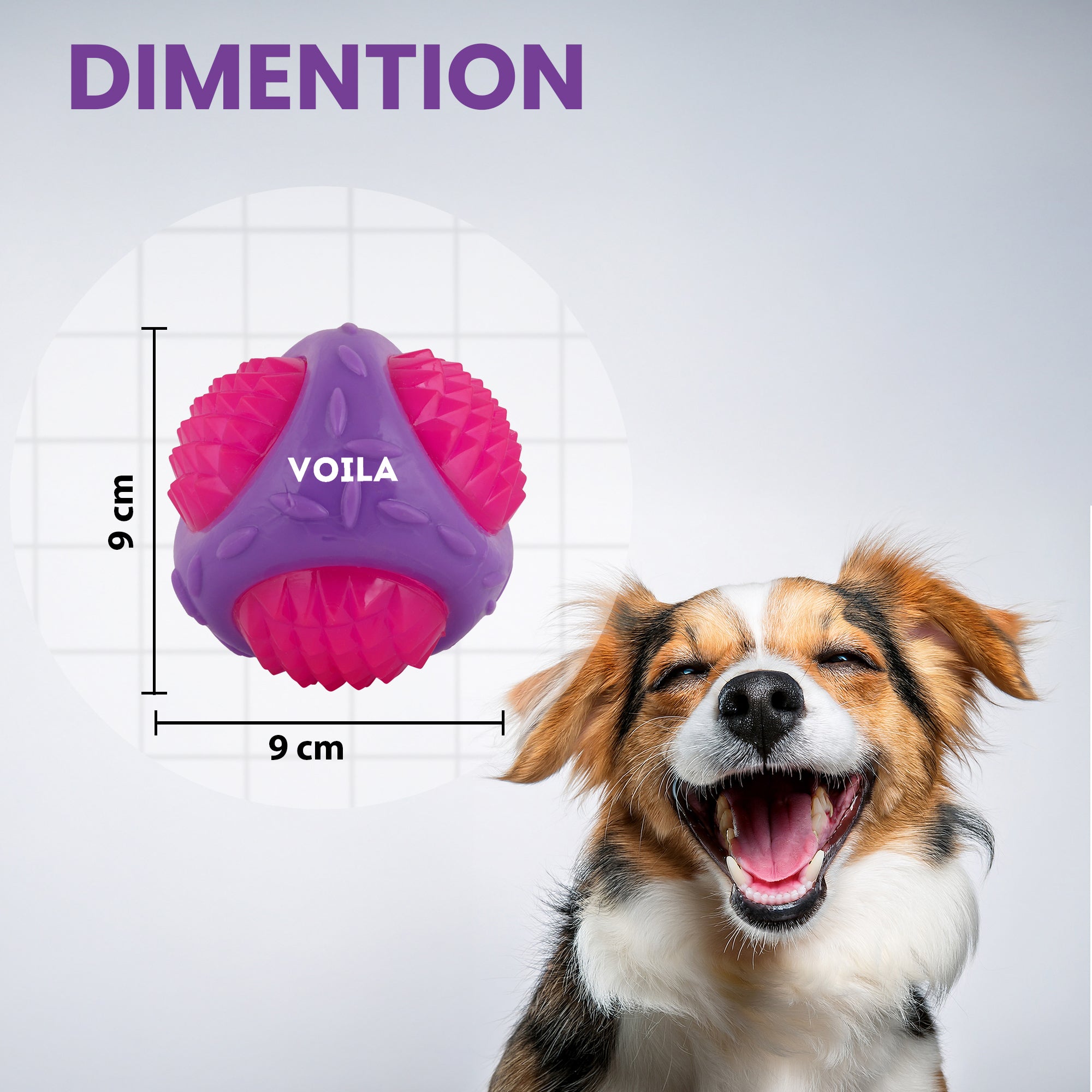 ZUFFIE Flashing Ball Dog Chew Toy for Small, Medium & Large Dogs - Purple & Pink