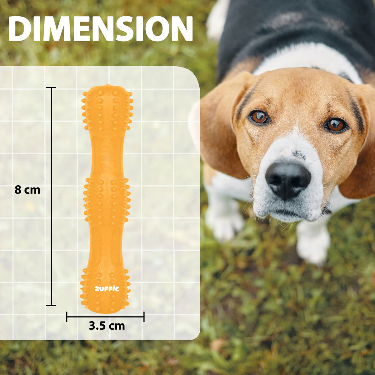 ZUFFIE Dog Chew Toy – Tough Spiky Stick for Medium & Large Pets- Orange
