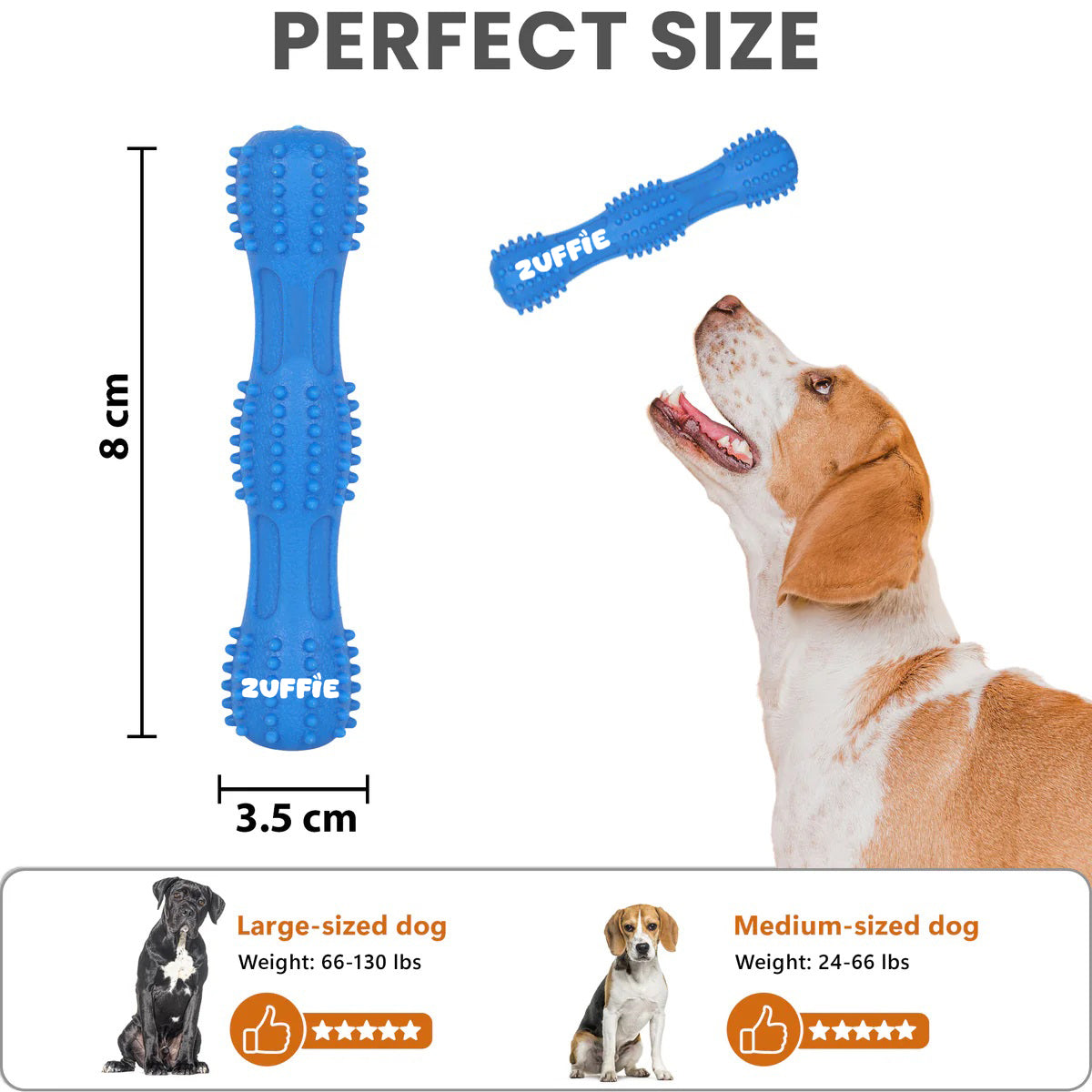 ZUFFIE Dog Chew Toy – Tough Spiky Stick for Medium & Large Pets- Blue