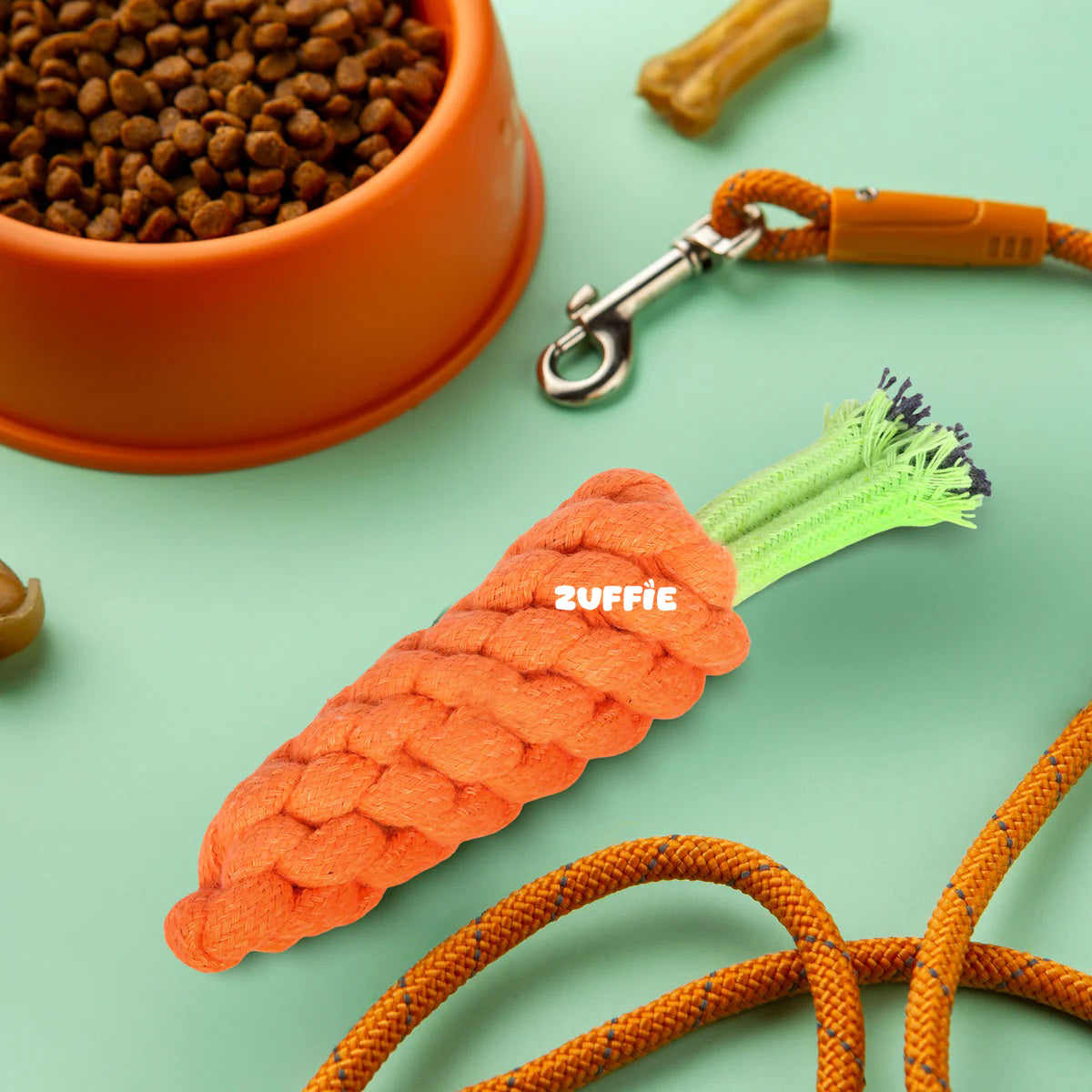 ZUFFIE Carrot Rope Dog Toy – Durable Cotton Chew Toy for Small & Medium Dogs- Orange