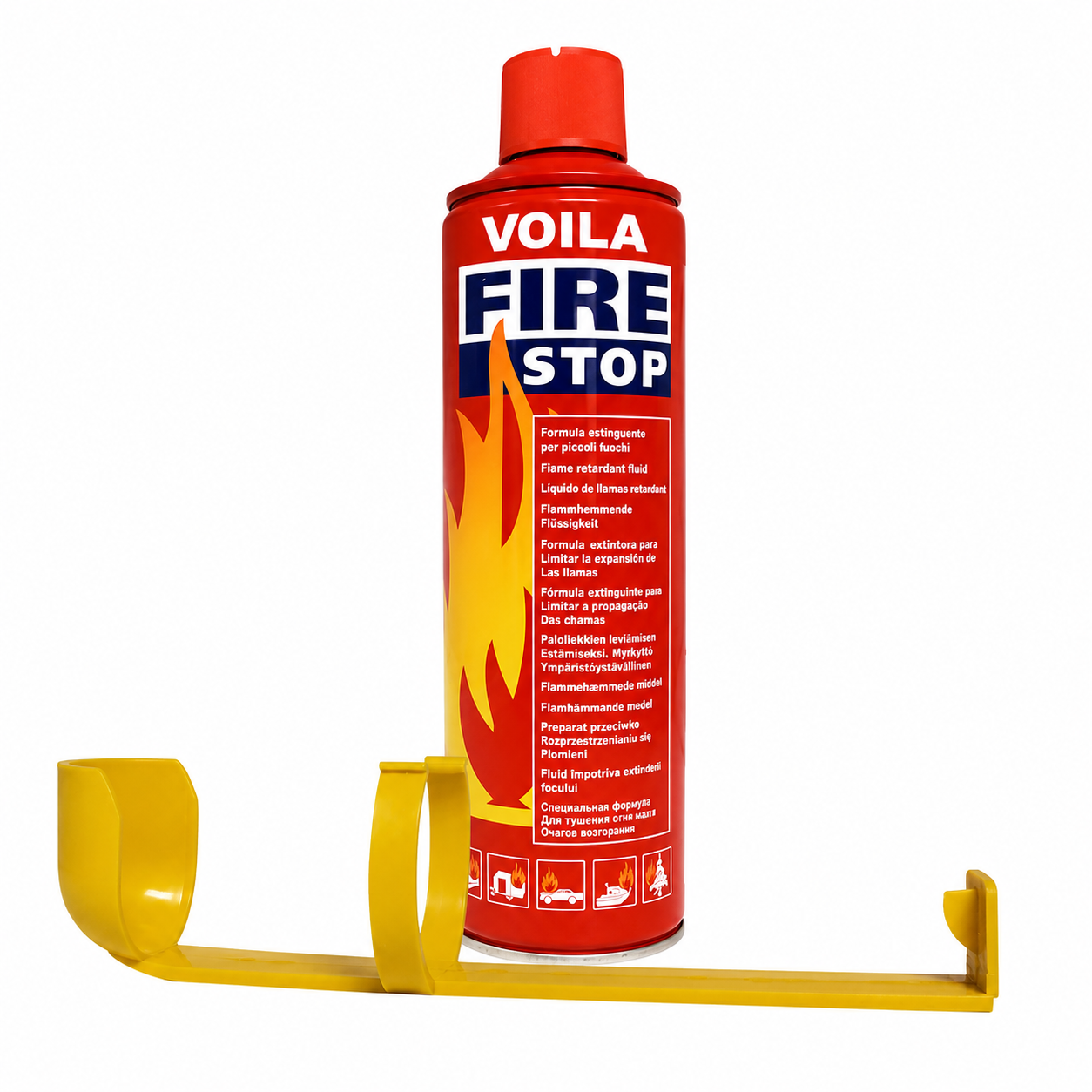 VOILA Fire Stop, Portable & Easy to Use Premium Aluminium 500 ml Fire Extinguisher Spray with Stand for Car, Taxi, Cab, Auto, Bus, Home and Kitchen etc