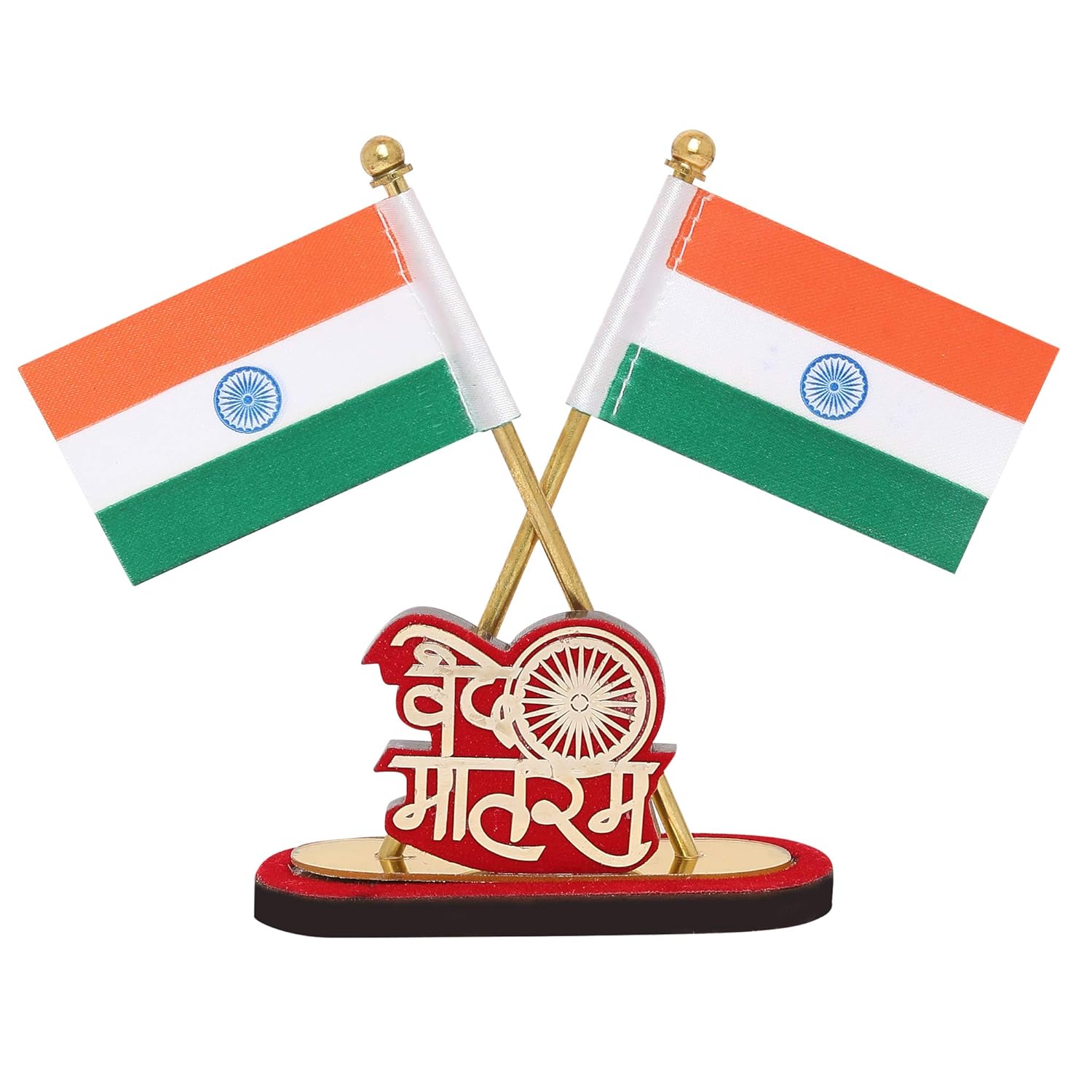 Indian Flag for Vehicle(Auto,Car,Bus,Truck)Car Dashboard and Office Cross National Flag with Vande Mataram Logo