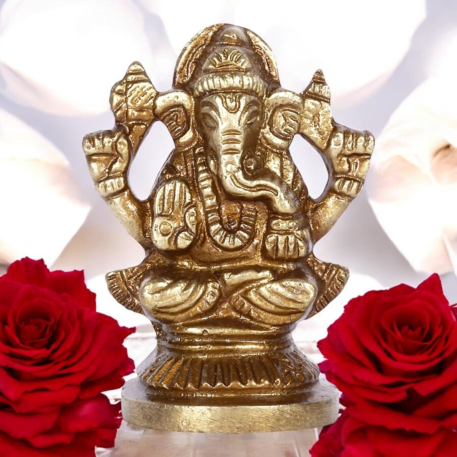 Brass Murti Statue Idol Figurine for Pooja Room Home Decor (Ganesh)