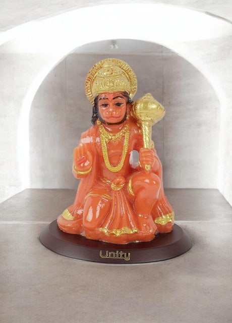 Orange Color Lord Hanuman Idol || God Statue for Car Dashboard, Mandir and Office Table