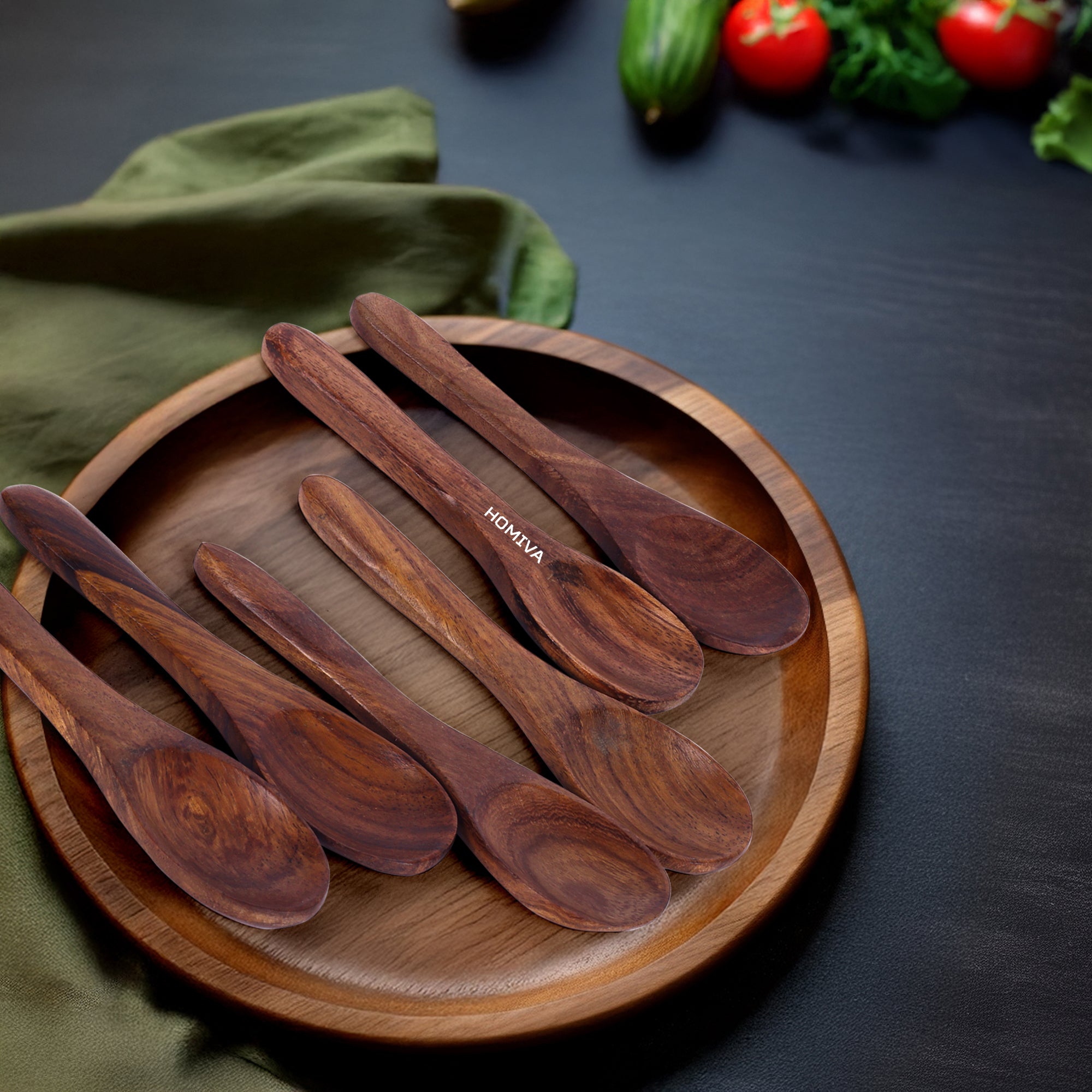 HOMIVA Neem Wooden Spoon Set for Healthy and Eco-Friendly Kitchen | Generally Used for Salt, Spices, Sugar, Coffee, Tea, Herbs & Many More