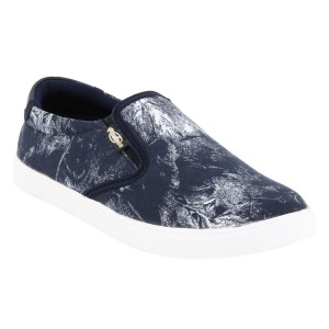 VOILA Navy Blue Printed Canvas unisex Shoes ( 6 7 8 9 10) (Navy, White)