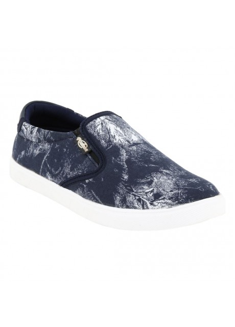 VOILA Navy Blue Printed Canvas unisex Shoes ( 6 7 8 9 10) (Navy, White)