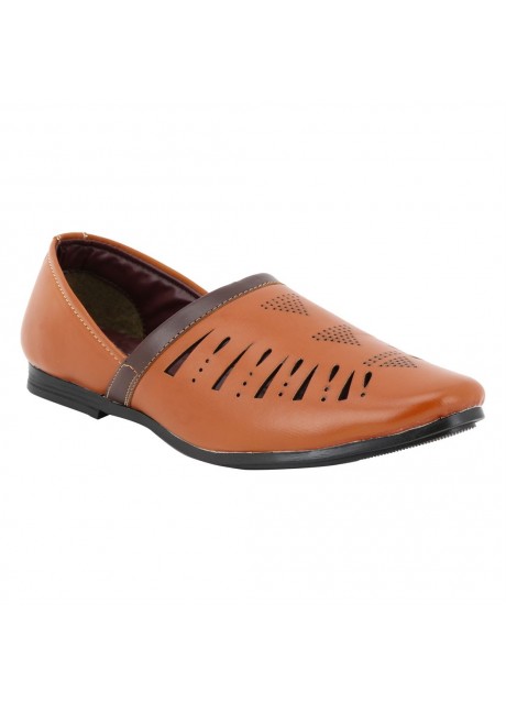 VOILA Mens Tan Leather Patent Formal Shoes ( 6 7 8 9 10)(Tan, Black)
