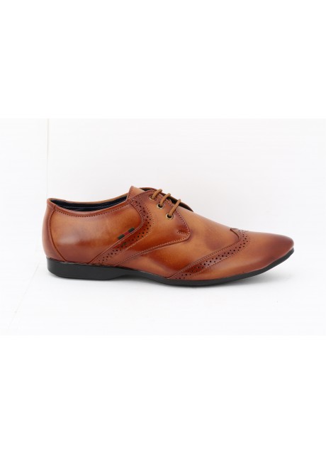 VOILA  Men's Tan Leather Formal Shoes ( 6 7 8 9 10) (Tan & Black)