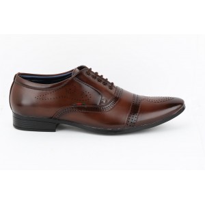 VOILA Men's Brown Leather Formal Shoes ( 6 7 8 9 10) (Brown & Black)