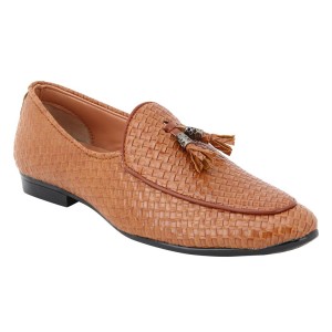  VOILA Men's Tan Leather Casual Crocodile Pattern formal Shoes  ( 6 7 8 9 10) (Tan & Black)